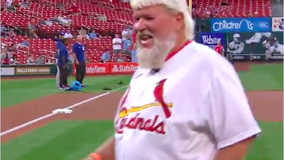 John Daly throws FIRST PITCH at St. Louis Cardinals baseball game